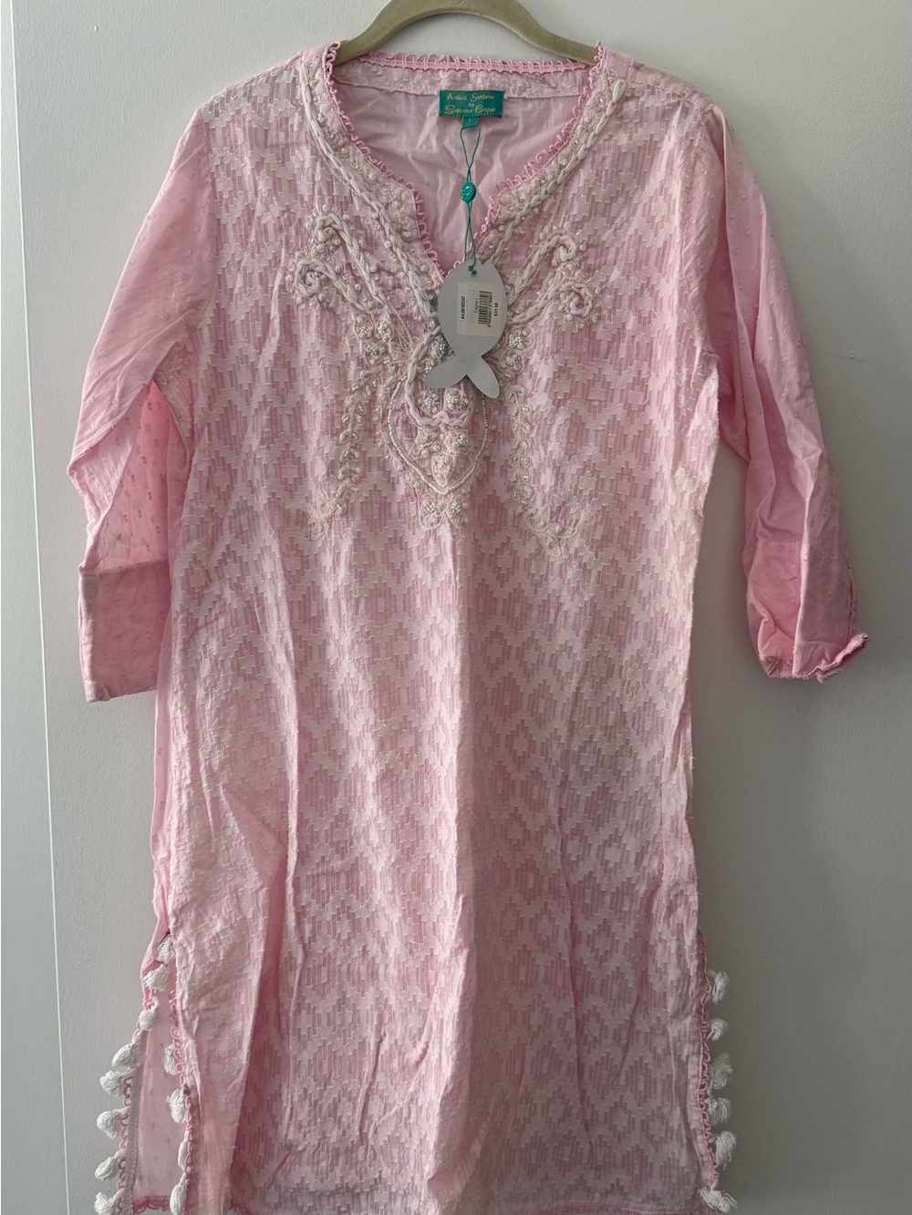 Italian Embroidered Pink Women's Swim Coverup Tunic (purchased in Positano)